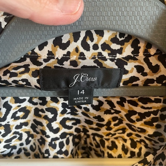 J Crew Leopard Print Silk Button Down Blouse Size 14 - Picture 3 of 7